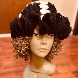 Chic Black and White Crochet Hat